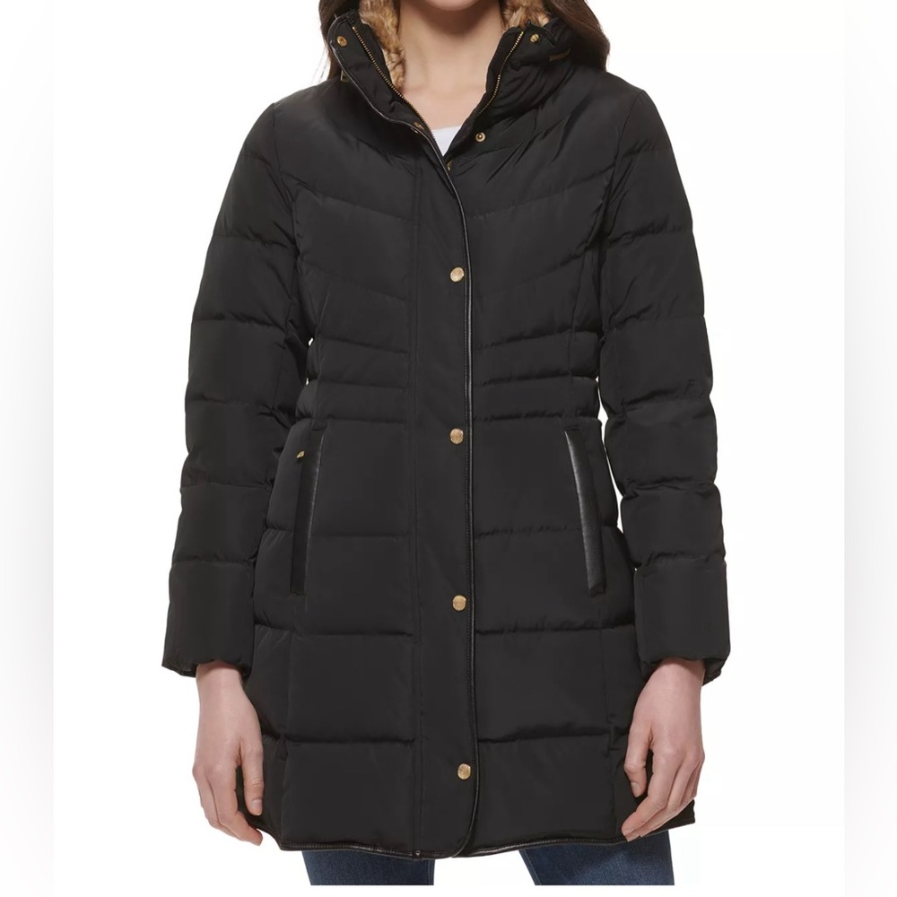 Cole Haan Signature Women's Faux-Fur Collar Down Puffer Coat Size XL NEW no tags